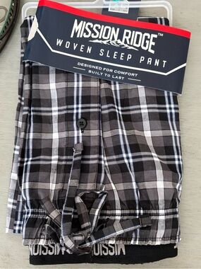 Men's Black & Gray Plaid Woven Sleep Pants